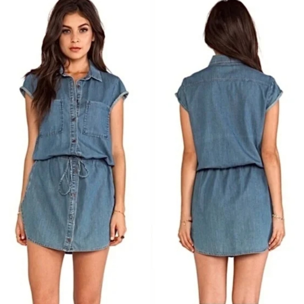 PAIGE Blue Denim Shirt Dress